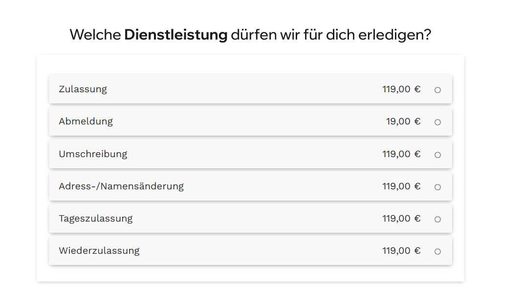 Service auswählen